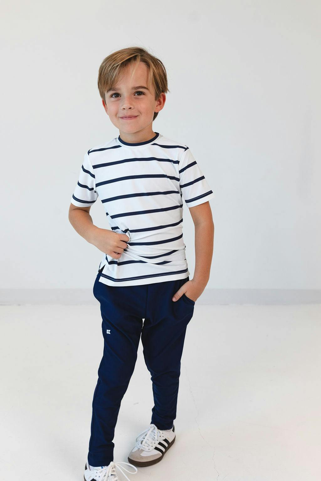 navy and white stripe practice shirt