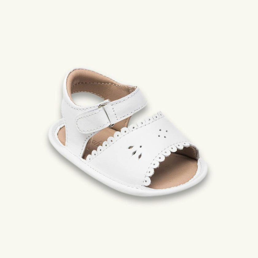 Baby Scallop Sandal | White Leather