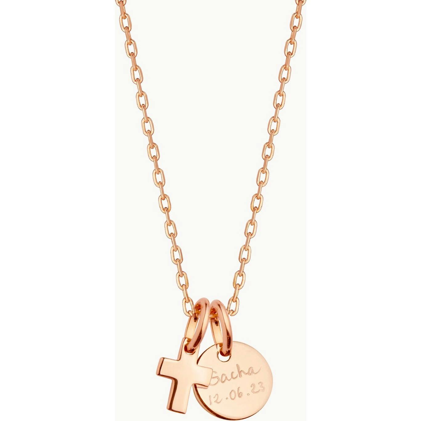 Personalized Mini Cross Necklace 18k Rose Gold Plated