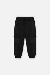 Fleece Bi-Material Sweatpants With Pockets Black