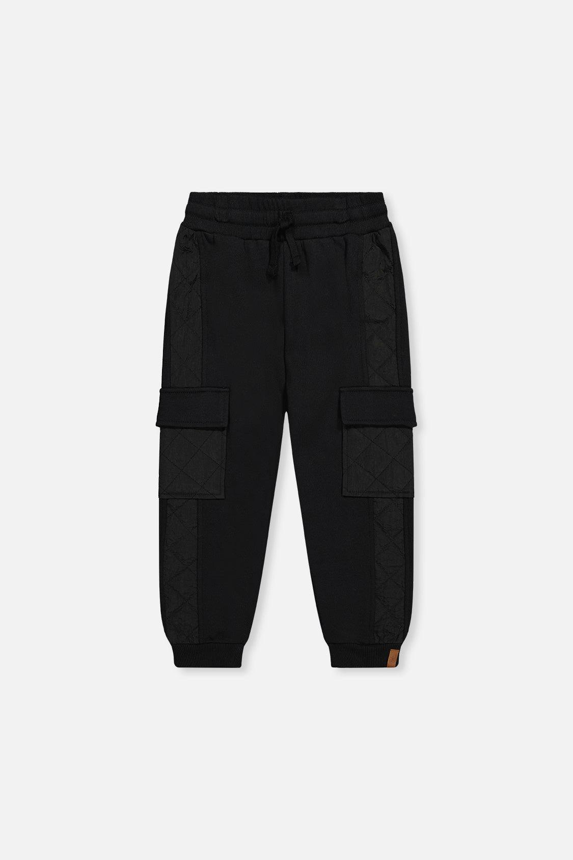 Fleece Bi-Material Sweatpants With Pockets Black