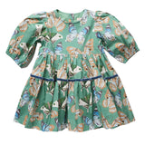Girls Maribelle Dress - Green Butterflies