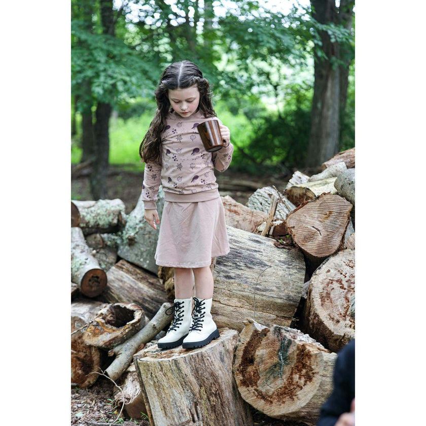 Super Bubble Ribbed Waist A-Line Short Skirt