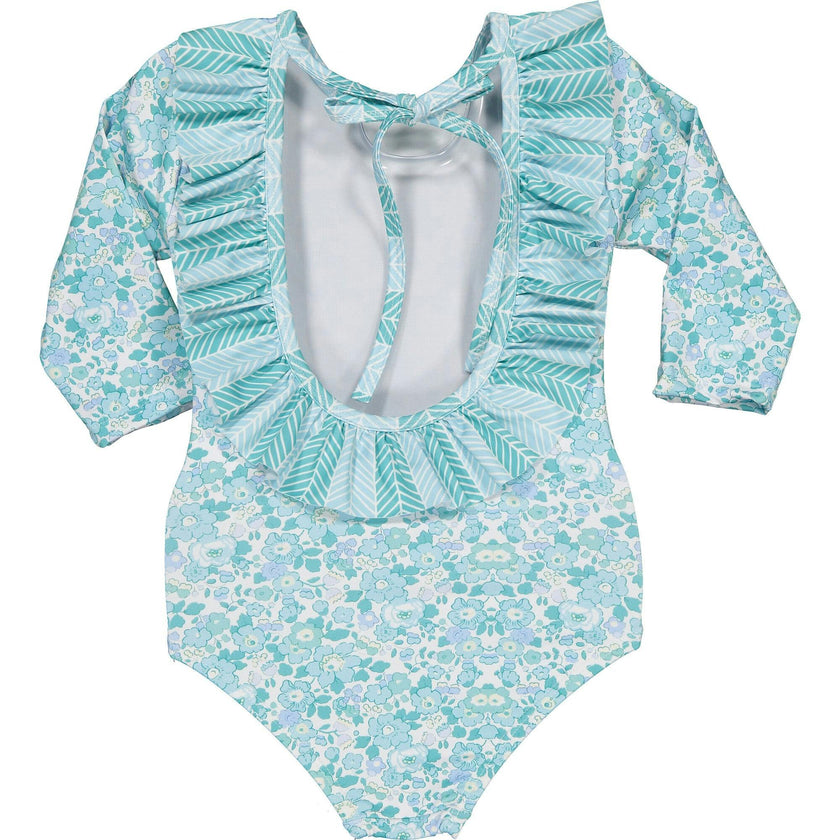 Patterned Long Sleeve Swimsuit, Florals
