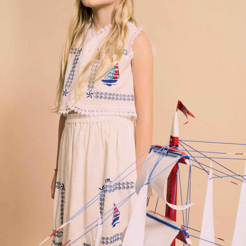 BARCOS EMBROIDERED SKIRT WHITE