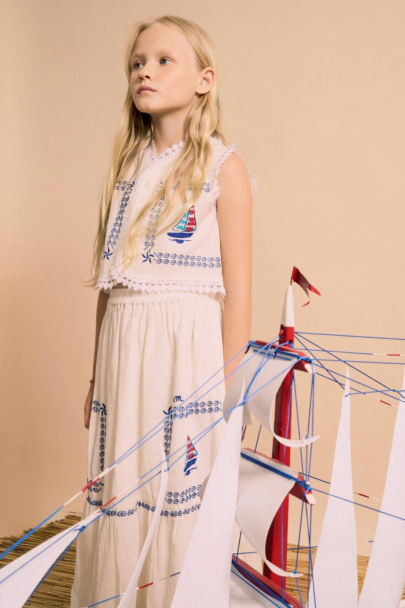 BARCOS EMBROIDERED VEST TOP WHITE