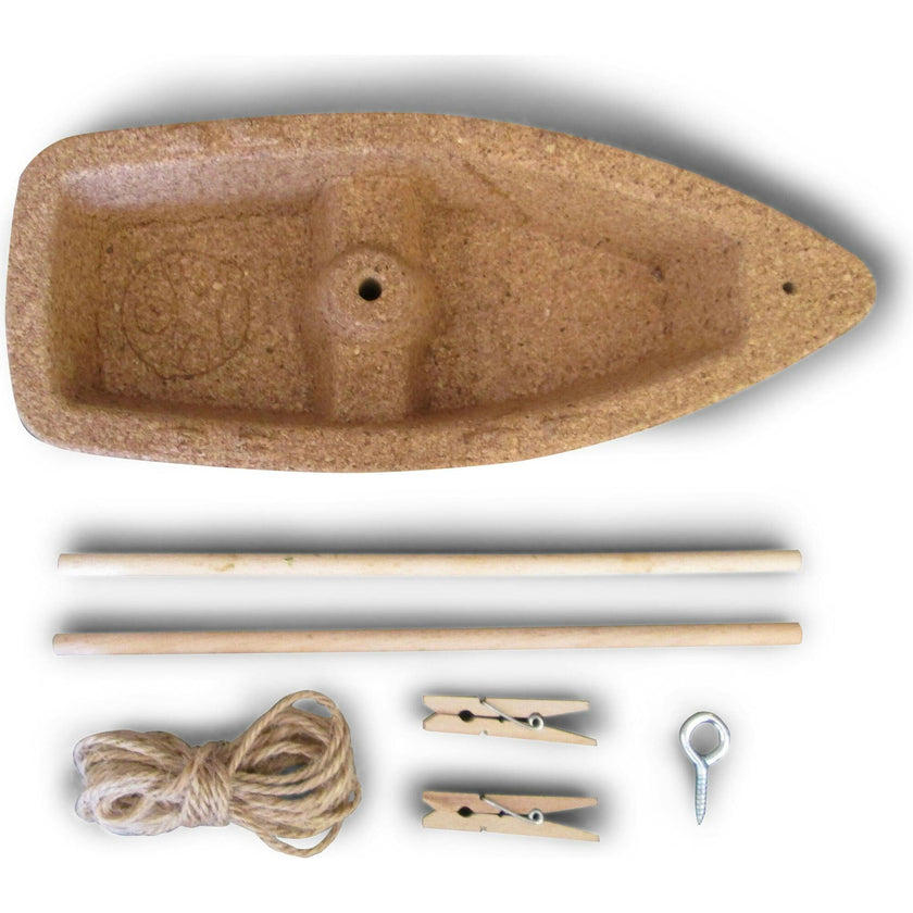 Terra Kids Cork Boat - Easy to Assemble and Upgrade with Materials Found in Nature - DIY Fun for Young and Old