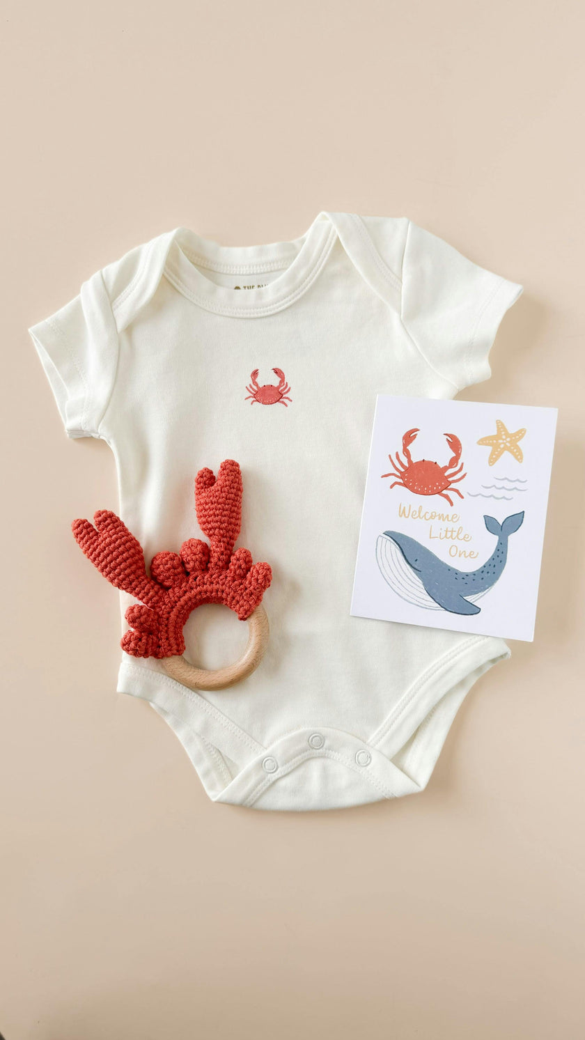 Onesie Teether and Card Gift Set - Crab