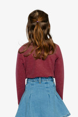 Brushed Rib Crew Neck Top Reddish-Brown