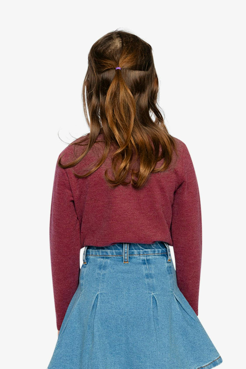 Brushed Rib Crew Neck Top Reddish-Brown