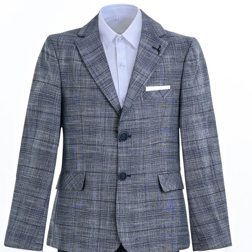 Navy Gabriel Plaid Blazer Suit Set