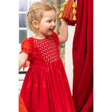 Camelia Red Cotton Smocked Dress