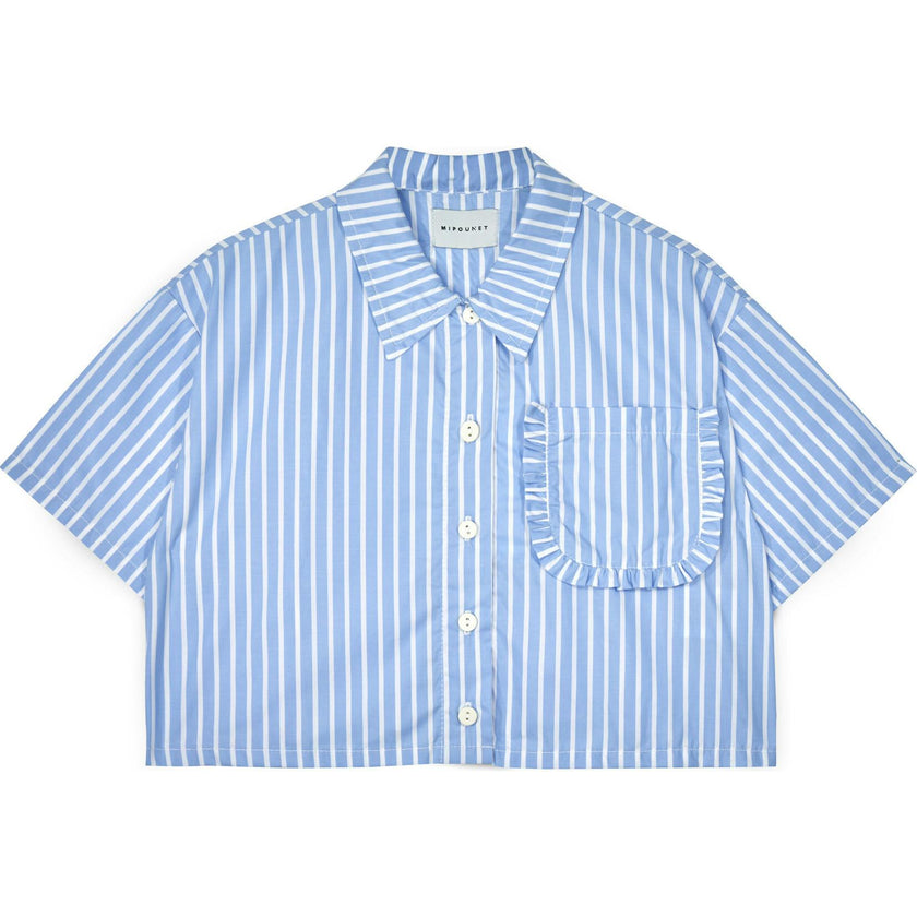 Mipounet SS26 Sia Popelin, Shirt Ecru Blue