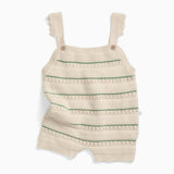 Striped Pointelle Knitted Summer Overalls