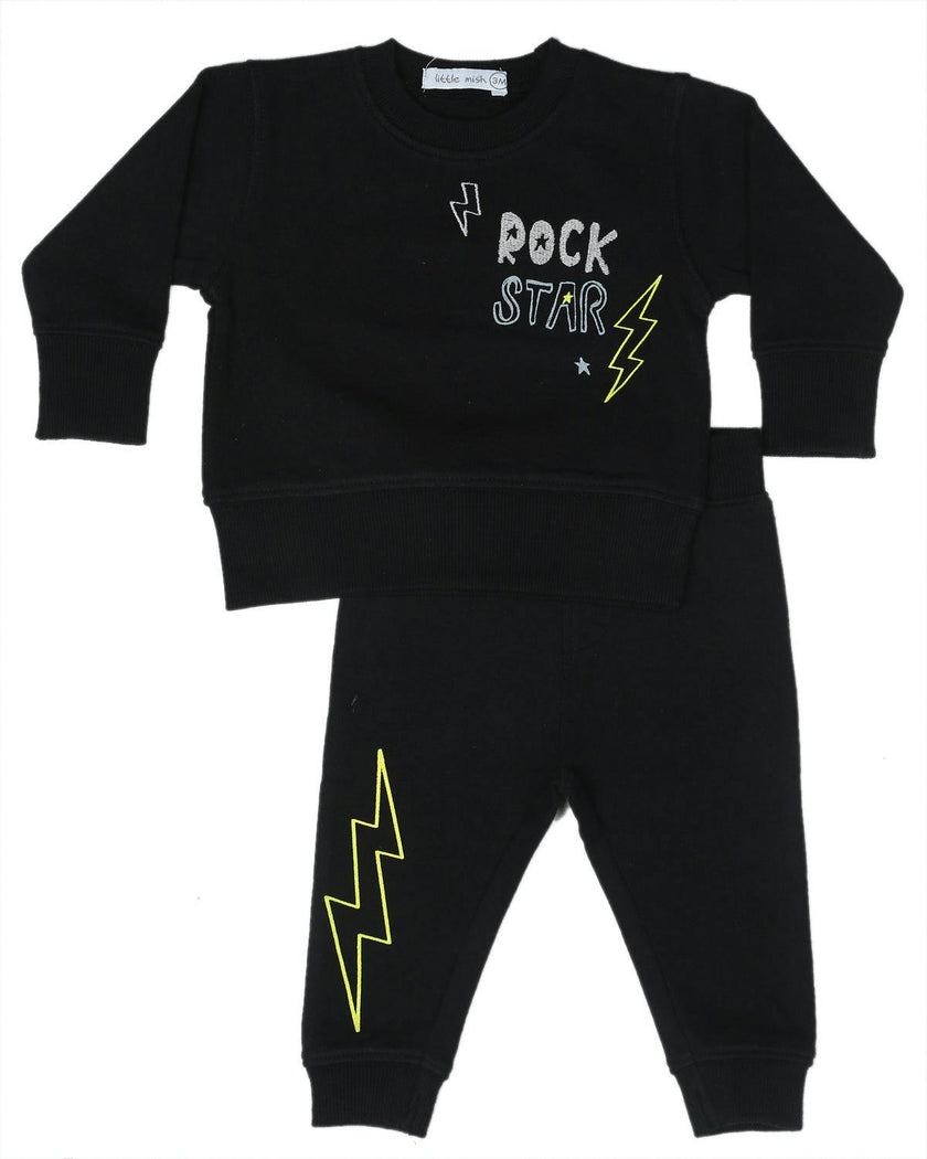 Toddler Rock Doodles French Terry Set - Black