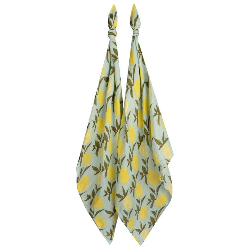 Lemon Organic Cotton Muslin Two-Piece Burp Cloth Set