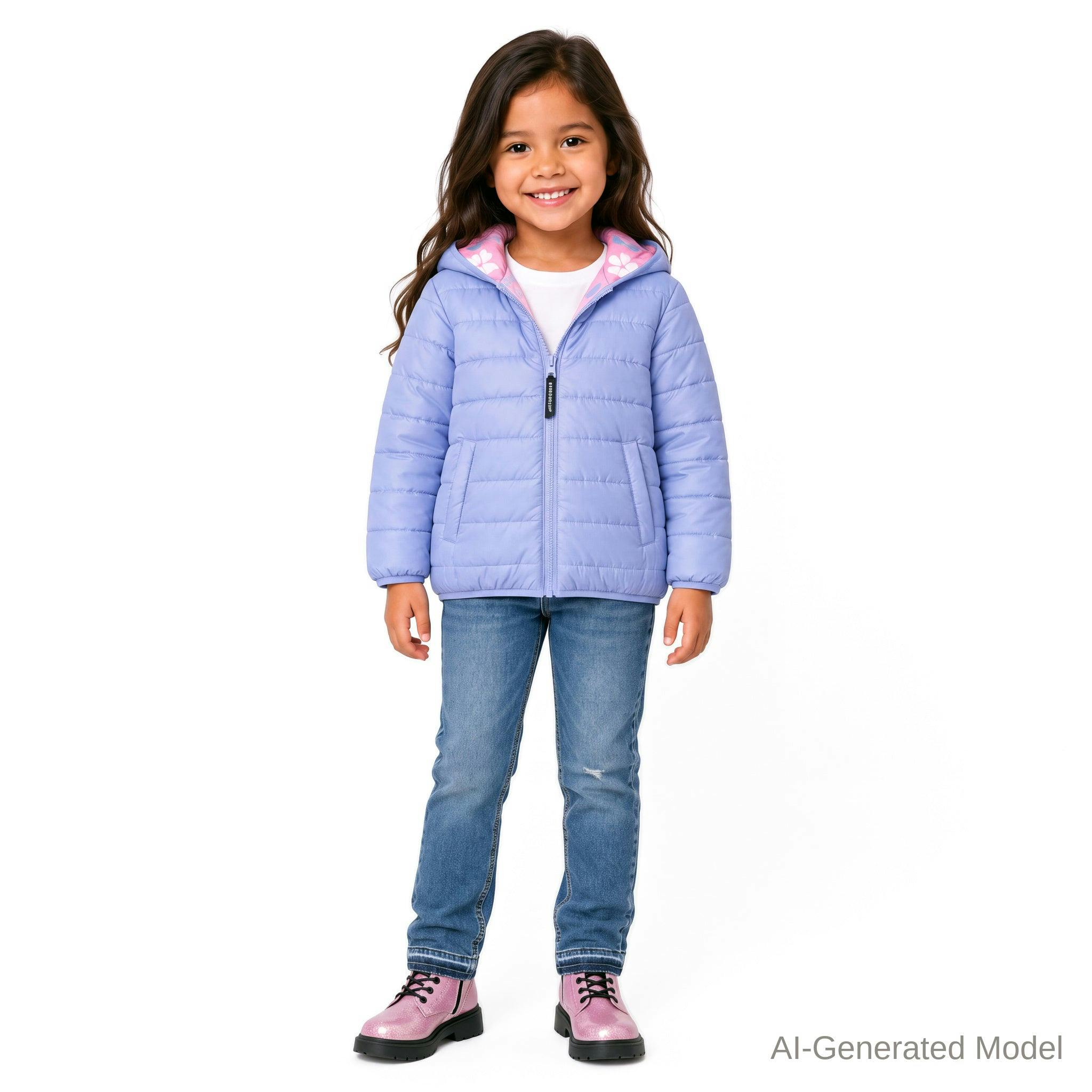 Reversible Color-Changing Puffer Jacket | Pink Bows