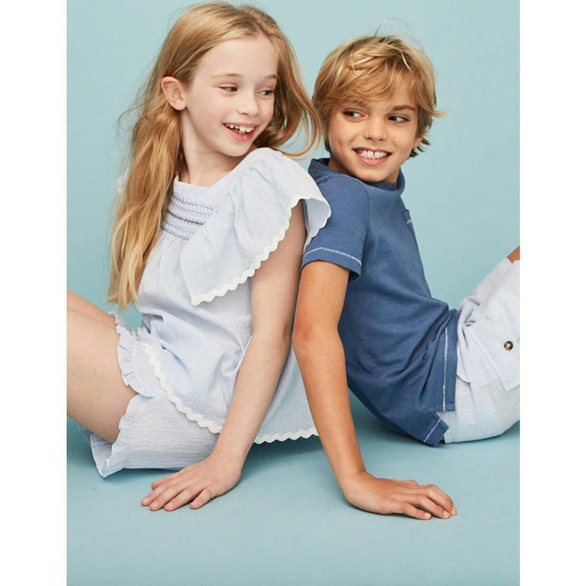 Seersucker Smocked Girl Blouse