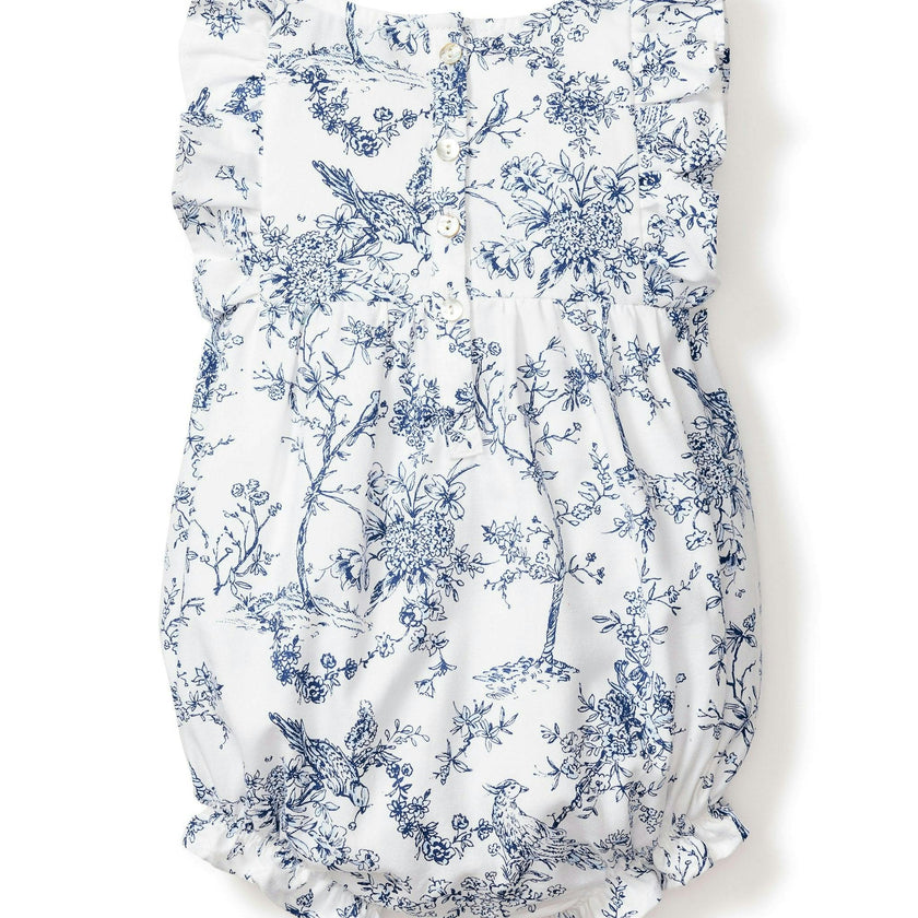 Baby's Twill Ruffled Romper in Timeless Toile