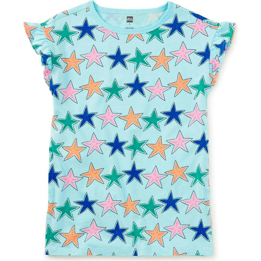 Flutter Sleeve Shift Dress, Blue