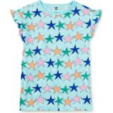 Flutter Sleeve Shift Dress, Blue