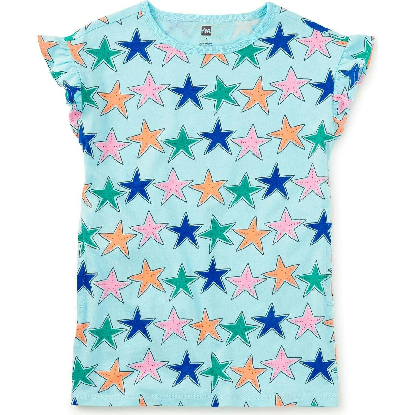 Flutter Sleeve Shift Dress, Blue