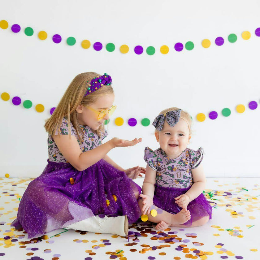 Mardi Gras Short Sleeve Tutu Dress