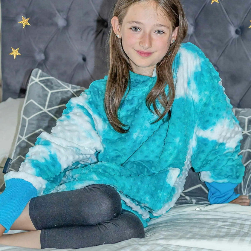 Minky Bubble Oversized Hoodie - Turquoise Tie Dye