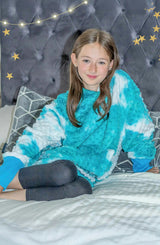 Minky Bubble Oversized Hoodie - Turquoise Tie Dye