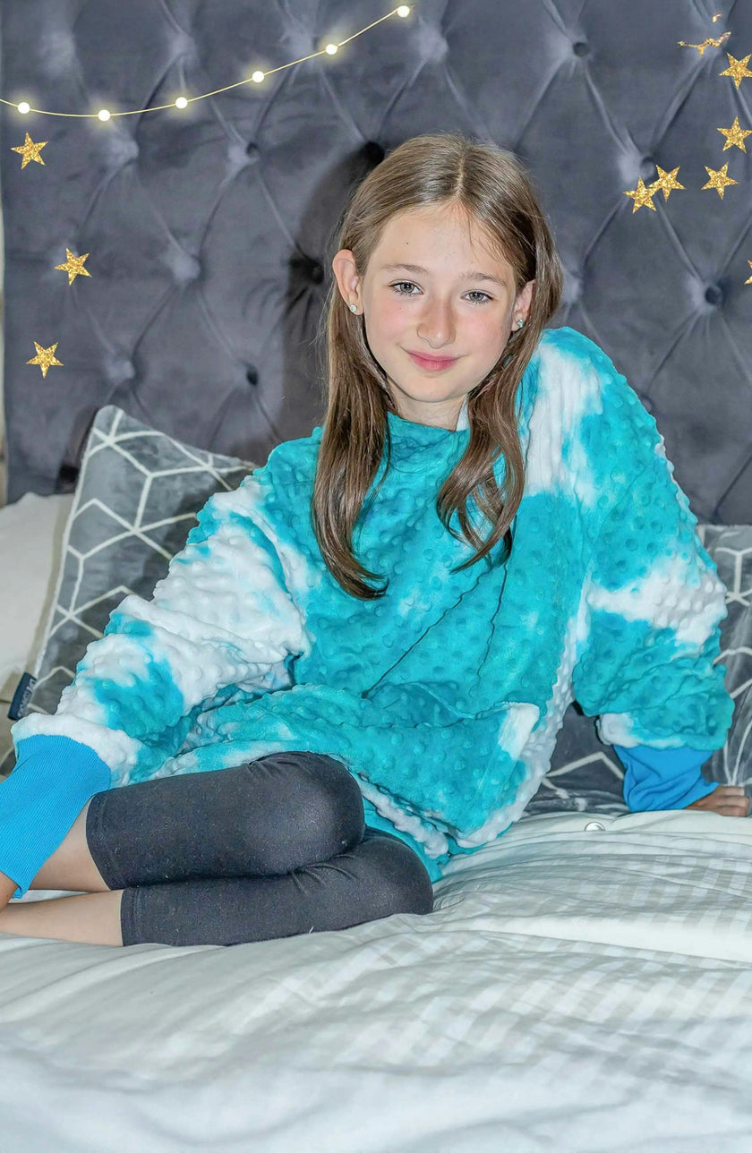Minky Bubble Oversized Hoodie - Turquoise Tie Dye