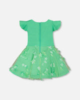 Bi-Material Dress Bright Mint Green