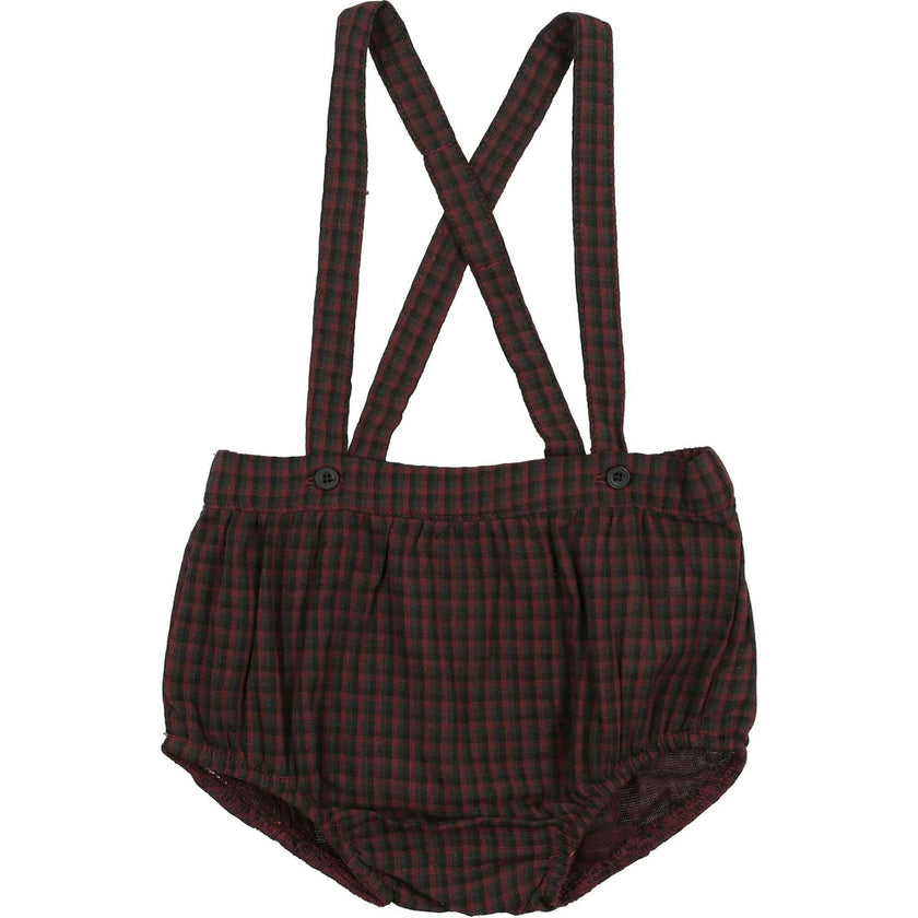 Plaid Collar Boys Overalls