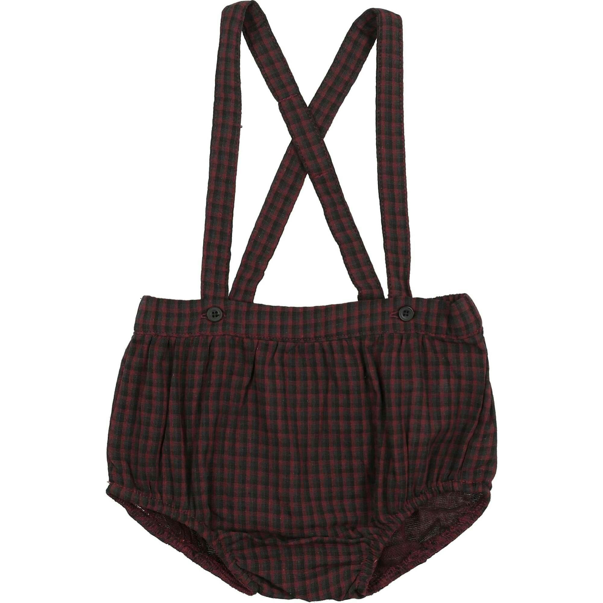 Plaid Collar Boys Overalls