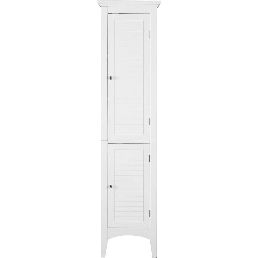 Glancy Tall Slim Free Standing Linen Storage Cabinet with 2 Louvered Doors 5 Tier Shelves