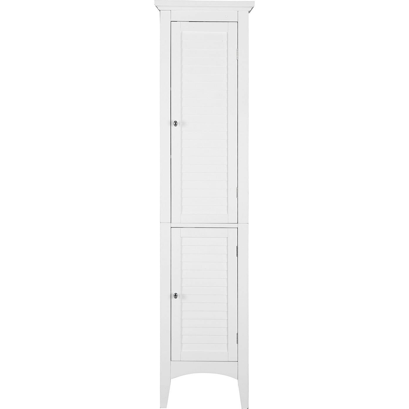 Glancy Tall Slim Free Standing Linen Storage Cabinet with 2 Louvered Doors 5 Tier Shelves
