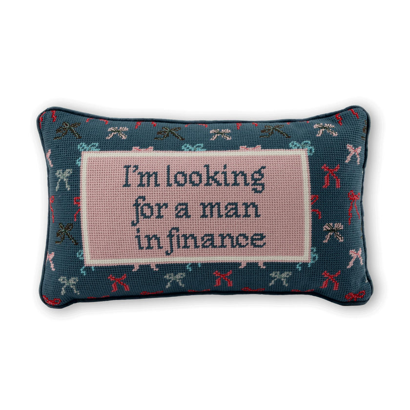 Man In Finance Needlepoint Pillow