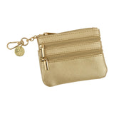 Packed Party Mini Gold Metallic Leatherette Clip and Zip Wallet - Three-Compartment Mini Wallet with Gold Clip for Phone Chains and Keyrings, 4.25x3.5 Inch