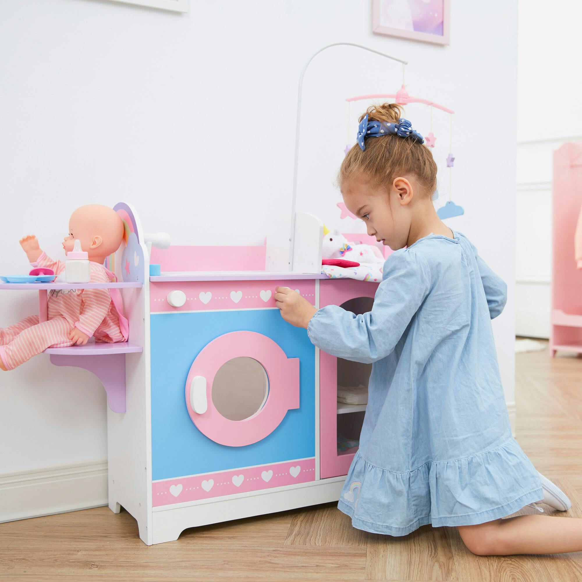 Olivia's Little World Wooden Baby Doll 6-in-1 Changing Station