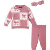 Infant Chenille Sweater Set with Headband| Pink Bows