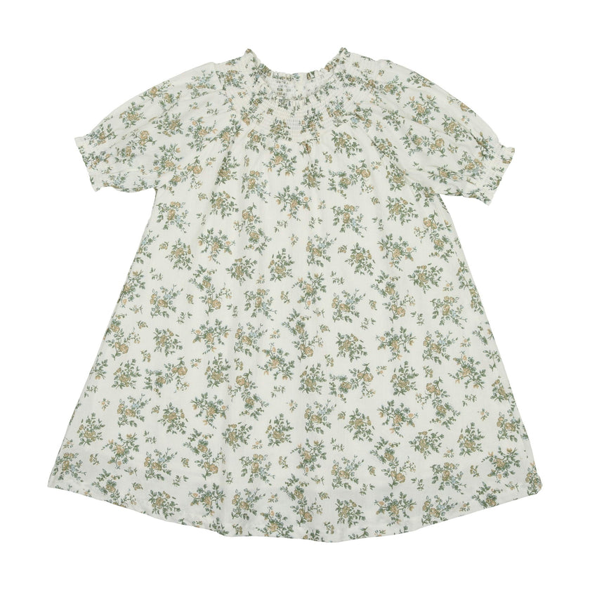 Smocked Floral Short Sleeve Dress