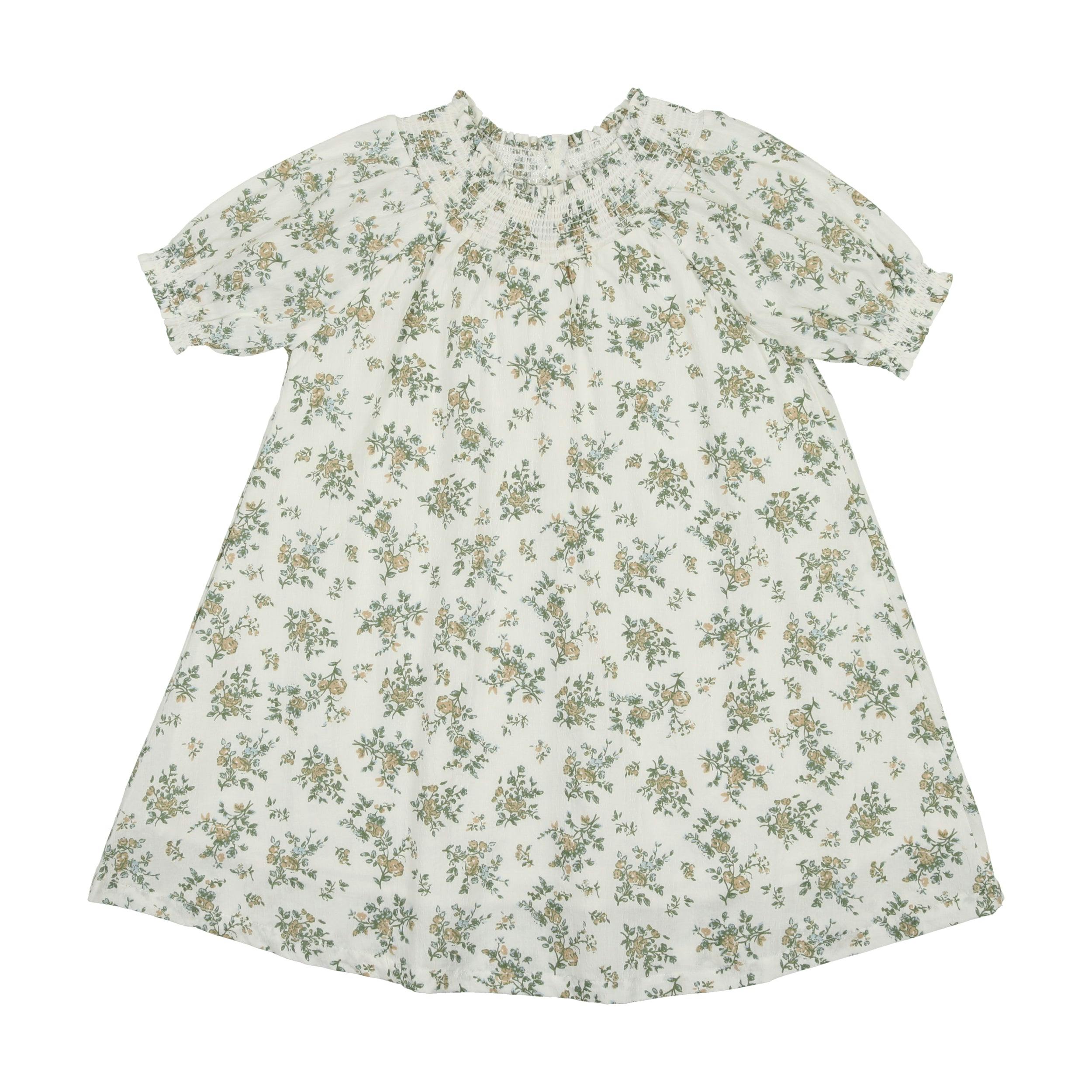 Smocked Floral Short Sleeve Dress