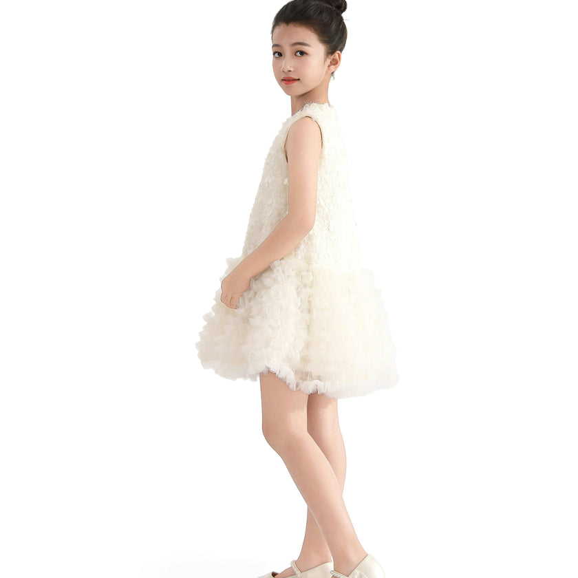 Cream Whispered Petal Mini Dress