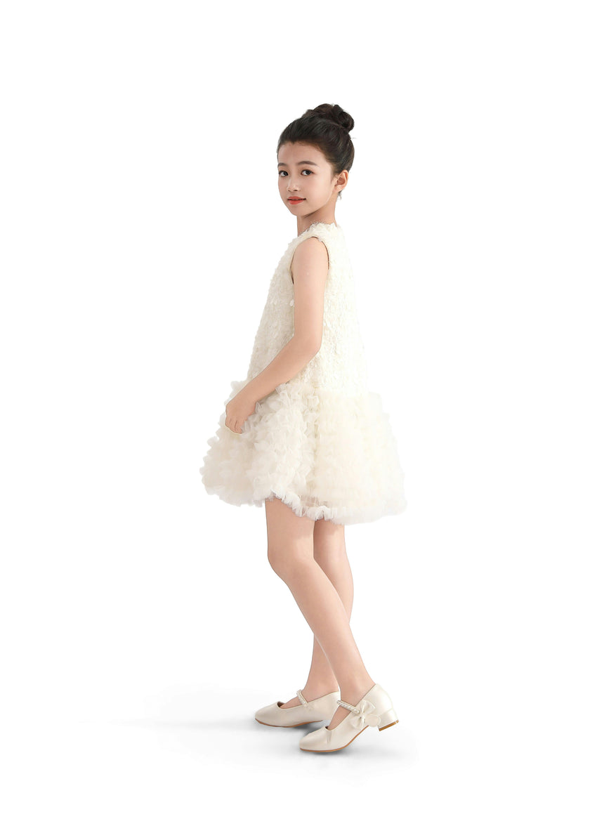 Cream Whispered Petal Mini Dress