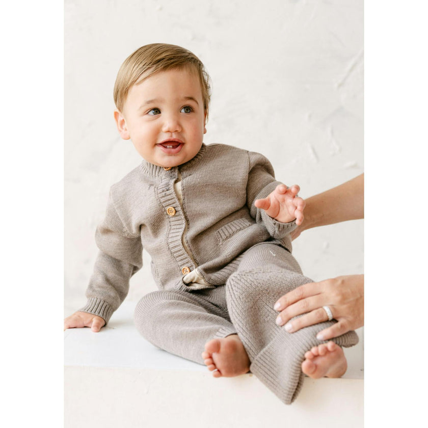 Merino Wool Baby Gift Set in Heather Brown