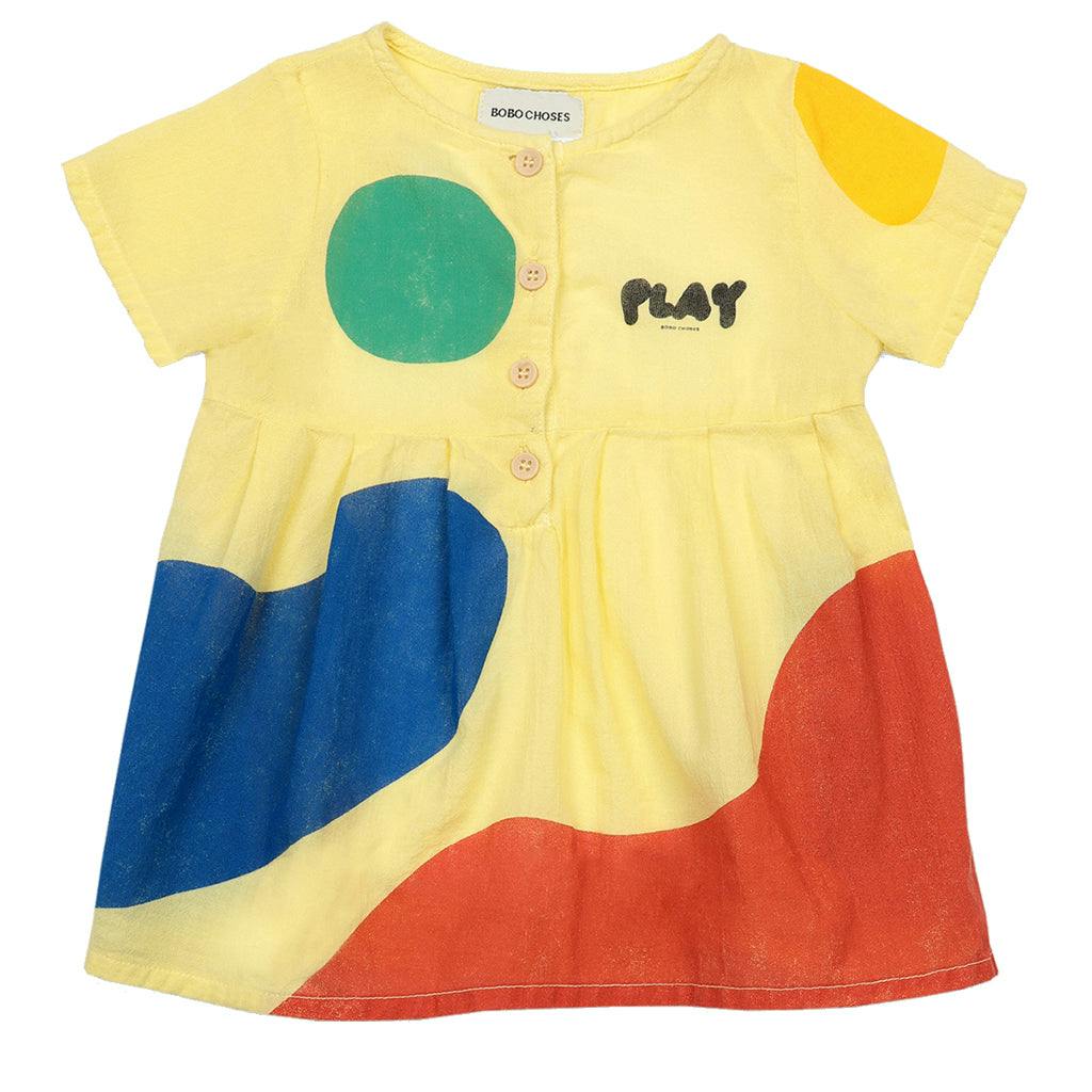 Yellow Play Landscape Buttoned Dress