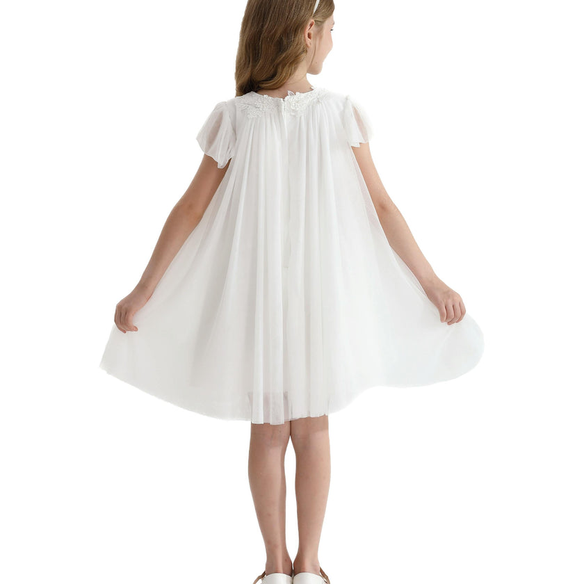 White Flower Accent Constance Dress