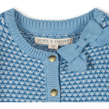 Organic Tweed Stitch Bow Cardigan, Blue