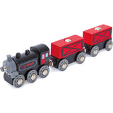 Hape: Steam-Era Freight Train&nbsp;- Red & Black - 3pc Wooden Locomotive Toy