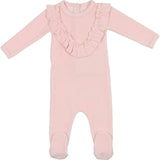 Velour Ruffle Long Sleeve Footie