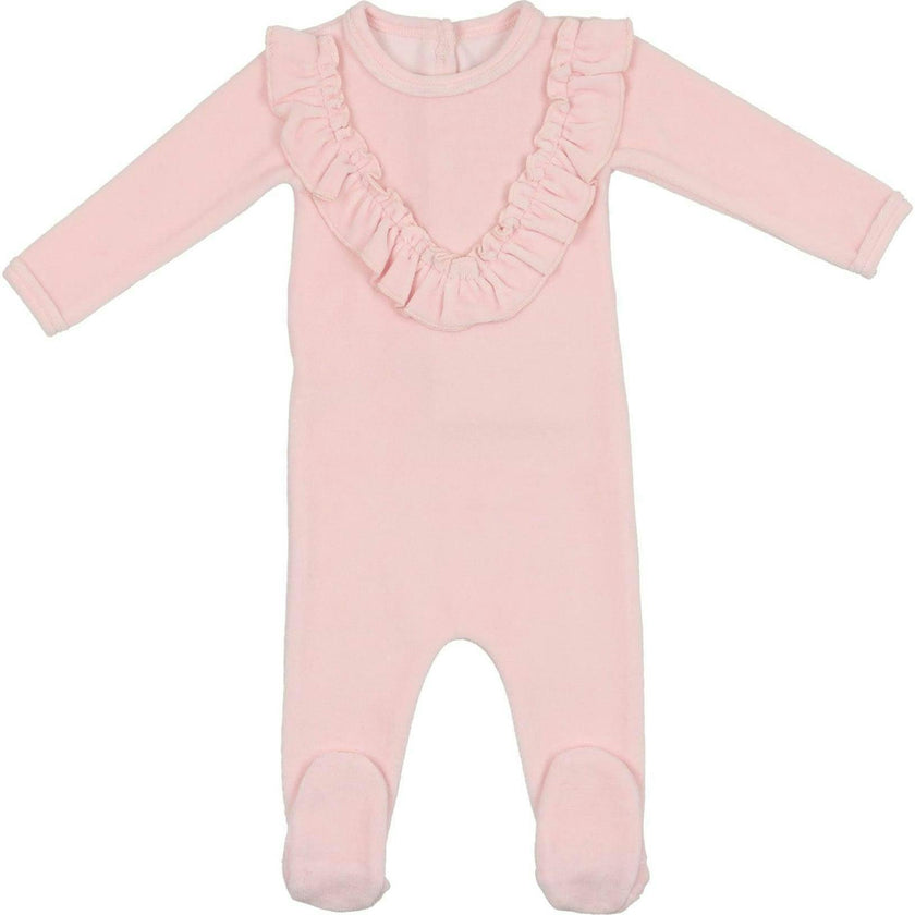 Velour Ruffle Long Sleeve Footie